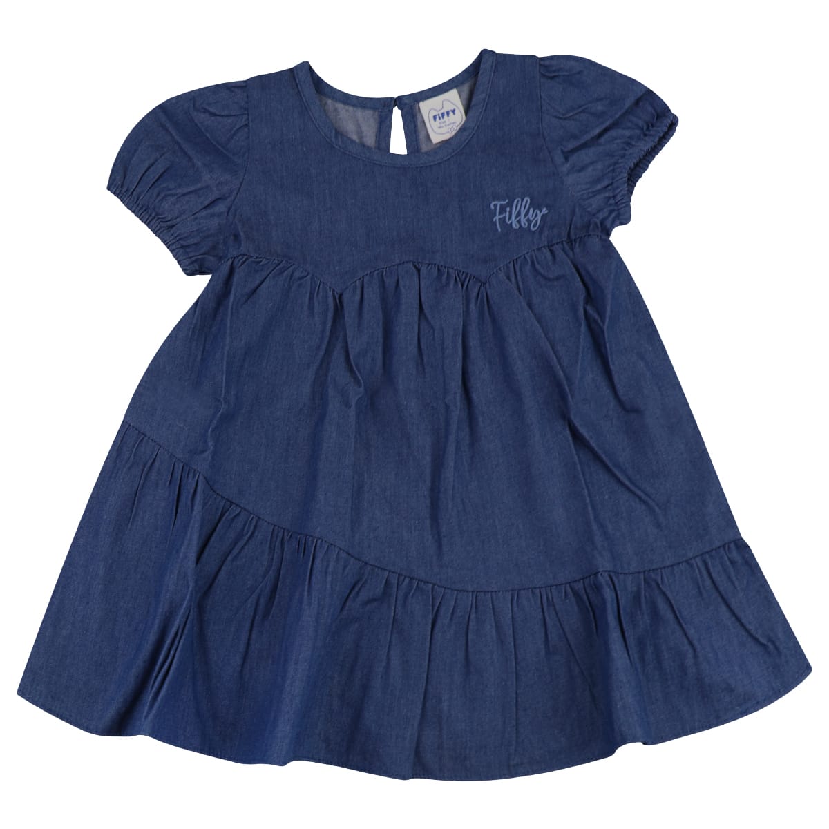 Kids' chambray tiered dress